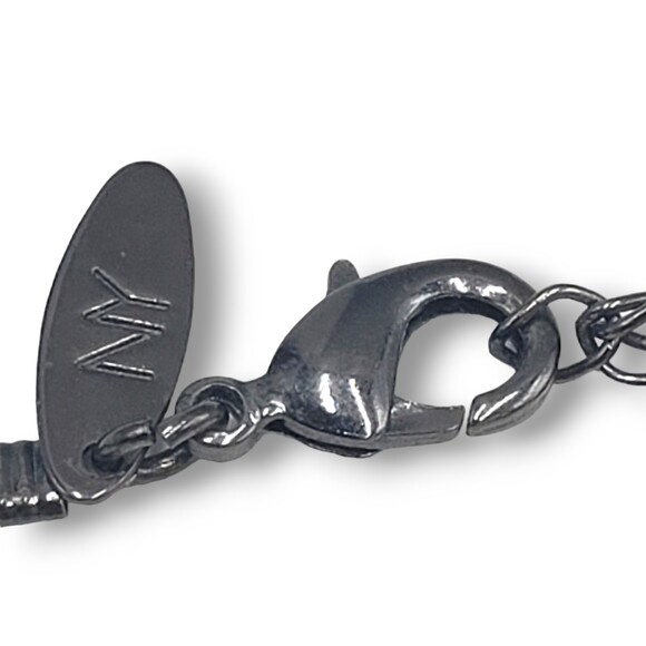 NY Multi Strand Necklace Gunmetal Gray Black Clear Adjustable Length - Picture 5 of 7